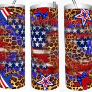 Stripes and Stars 20oz Straight Tumbler with Straw included